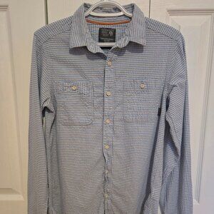 Mountain Hardwear Men's Light Blue Striped Casual Button-Down Shirt